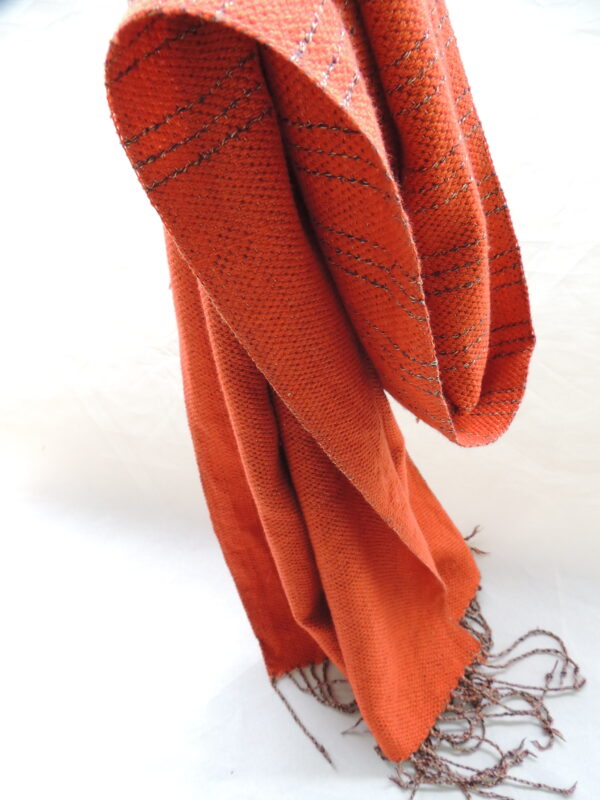 Bufanda de lana de alpaca naranja con rayas - colección Avó Avoa